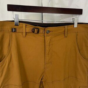 Prana Men's dark tan Straight Leg convertible performance Pants 34 x 30 EUC